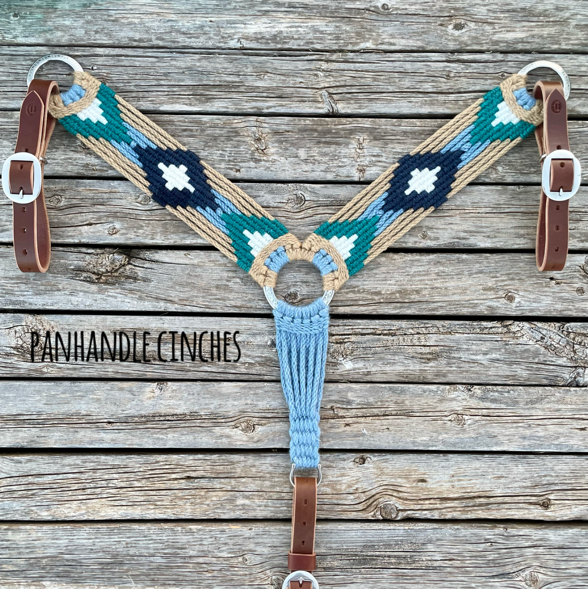 Turquoise & Brown Rhinestone Mohair Breast Collar – Double G Ranch Mohair